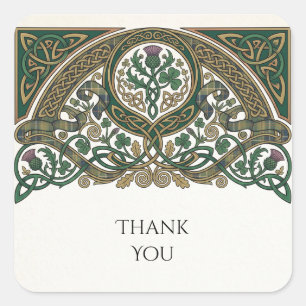 Celtic Thistle Thank You Wedding Sticker