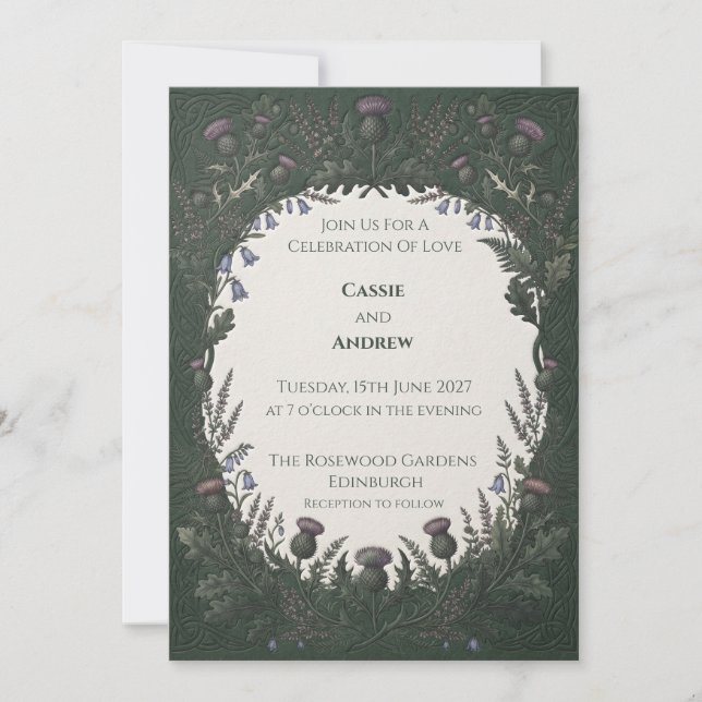 Celtic Thistle Wedding Invitation (Front)