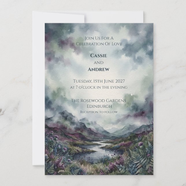 Celtic Thistle Wedding Invitation (Front)