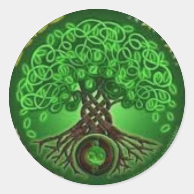 celtic tree. classic round sticker (Front)