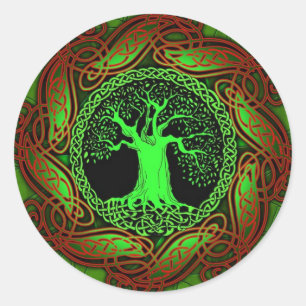Celtic Tree (Illuminated version) Classic Round Sticker
