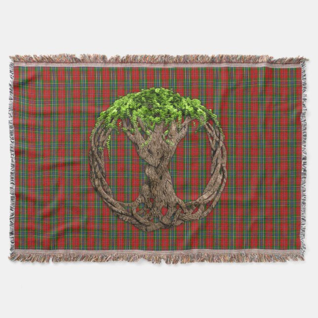 Celtic Tree Of Life And Clan MacLean Of Duart Throw Blanket (Front)
