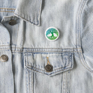 Celtic Tree of Life Button (Blue-Green)