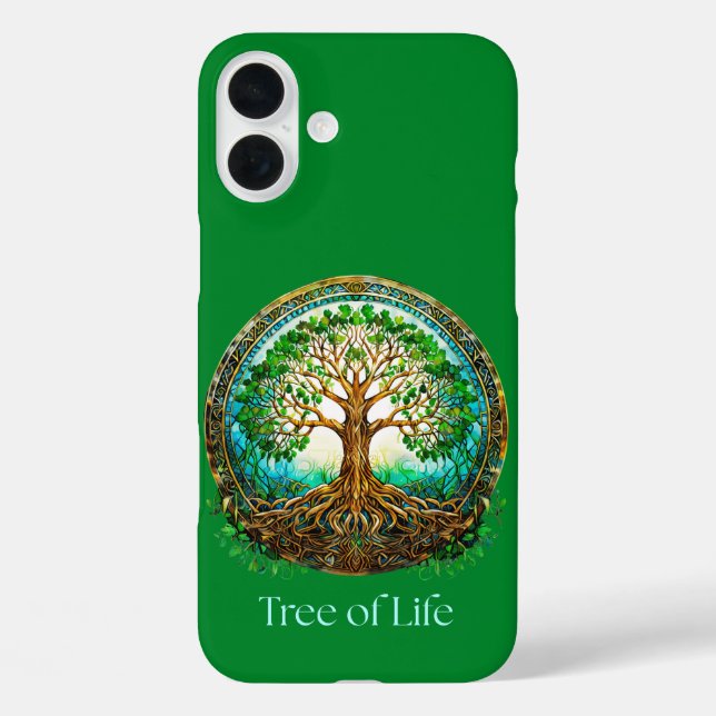 Celtic Tree of Life in Emerald Green Case-Mate iPhone Case (Back)
