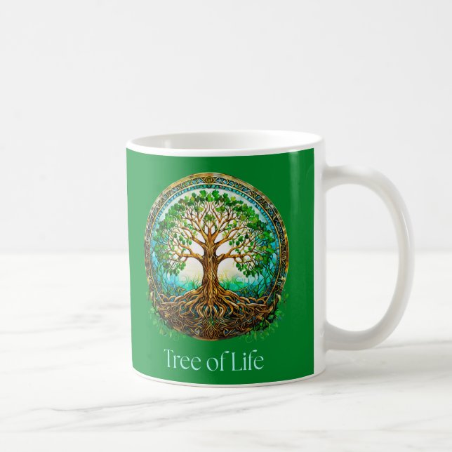 Celtic Tree of Life in Emerald Green Coffee Mug (Right)