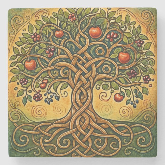 Celtic Tree of Life Stone Coaster (Front)