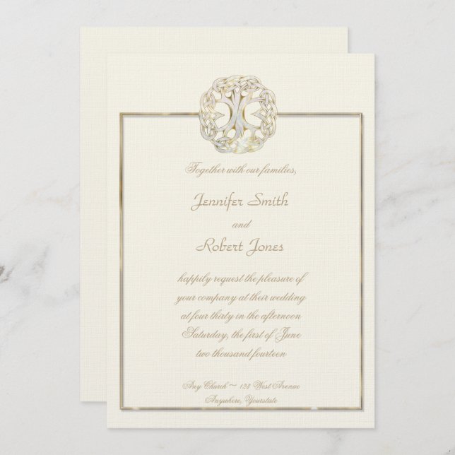 Celtic Tree of Life Thistle Wedding Invitation (Front/Back)