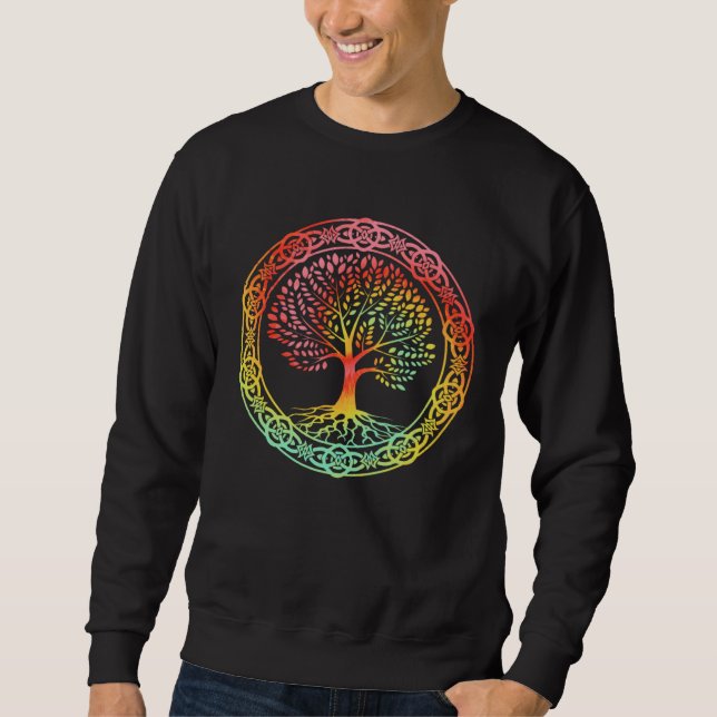 Celtic Tree of Life Tie Dyed Nordic Yggdrasil Viki Sweatshirt (Front)