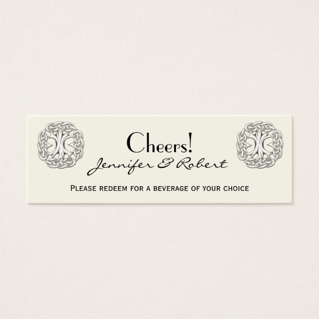 Celtic Tree of Life Wedding Drink Tickets (Front)