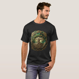 Celtic Tree of Life with Gold Accents T-Shirt