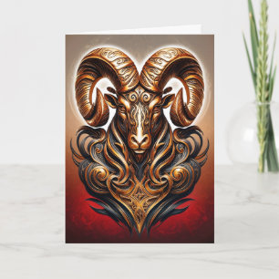 Celtic Tribal Aries Birthday Card
