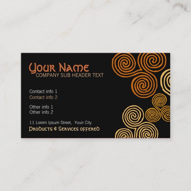 Celtic Tribal Curl Swirl Business Card (Front)