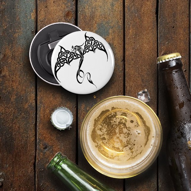 Celtic Tribal Dragon Black White Bottle Opener (Creator Uploaded)