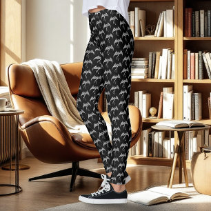 Celtic Tribal Dragon Black White Leggings