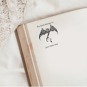 Celtic Tribal Dragon Black White  Rubber Stamp