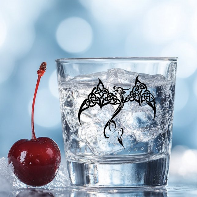 Celtic Tribal Dragon Black White Shot Glass (Creator Uploaded)
