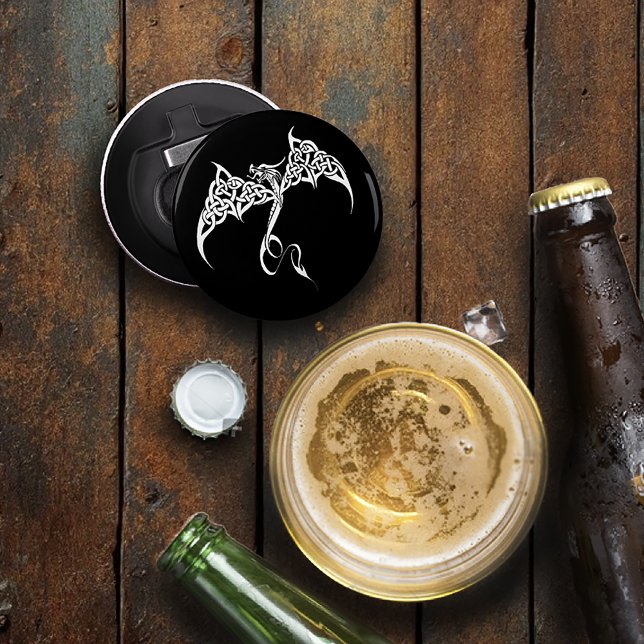 Celtic Tribal Dragon Knotwork Black White Fantasy Bottle Opener (Creator Uploaded)