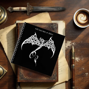 Celtic Tribal Dragon Knotwork Black White Fantasy Notebook