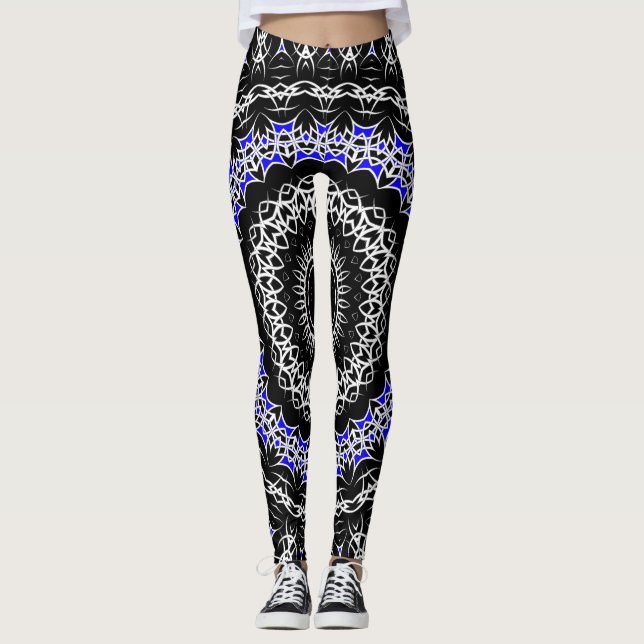 Celtic Tribal Mandala ( Blue ) Leggings (Front)