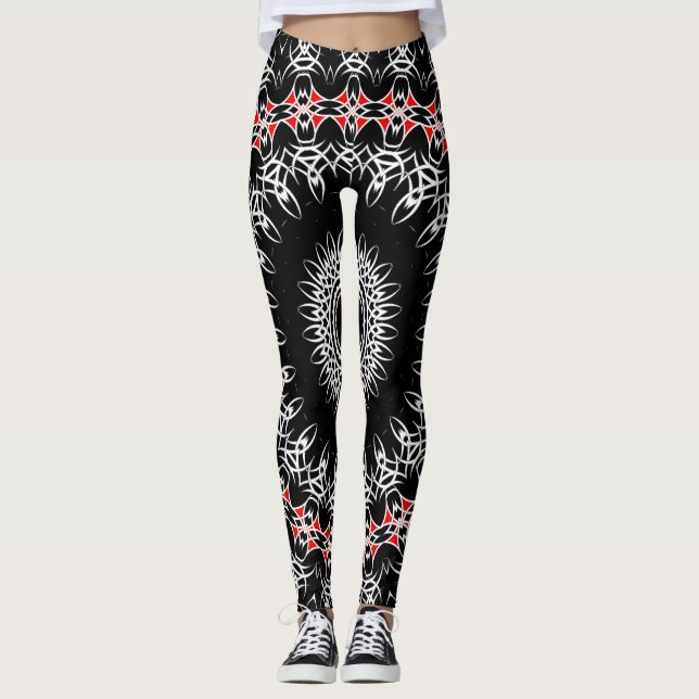 Celtic Tribal Mandala ( Red ) Leggings (Front)