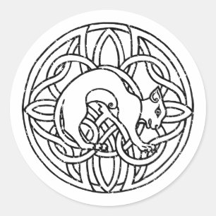 Celtic tribal Nordic Cat Classic Round Sticker