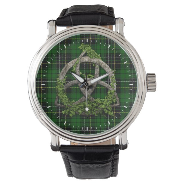 Celtic Trinity Knot And Clan MacAlpine Tartan Watch (Front)