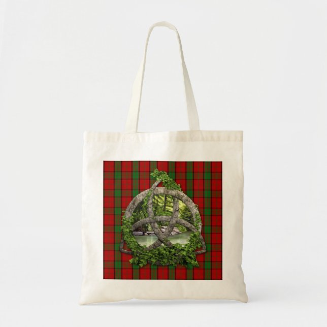 Celtic Trinity Knot And Clan Maxwell Tartan Tote Bag (Front)