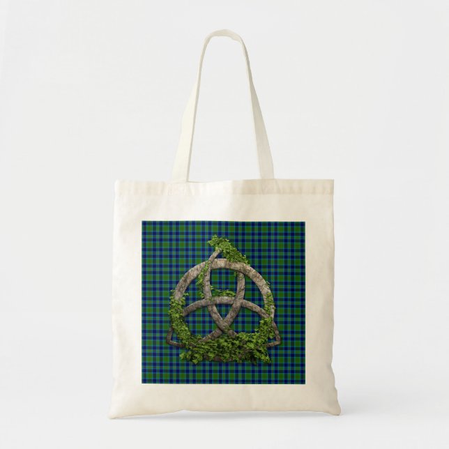 Celtic Trinity Knot And Clan Miller Tartan Tote Bag (Front)