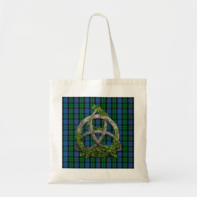 Celtic Trinity Knot And Clan Morrison Tartan Tote Bag (Front)