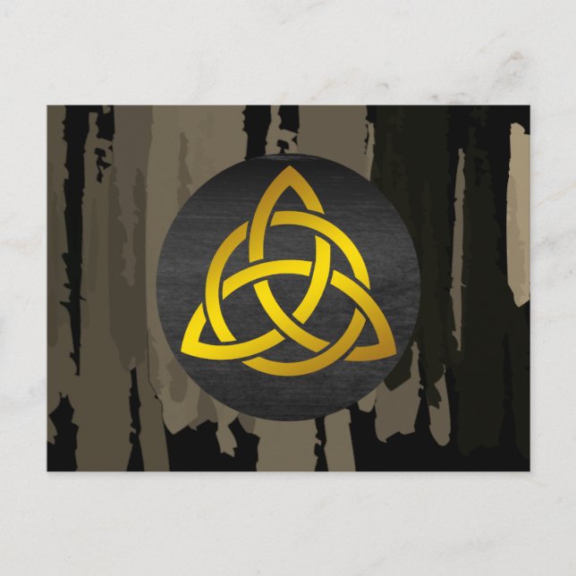 Celtic Trinity Knot Black Gold Watercolor Postcard (Front)