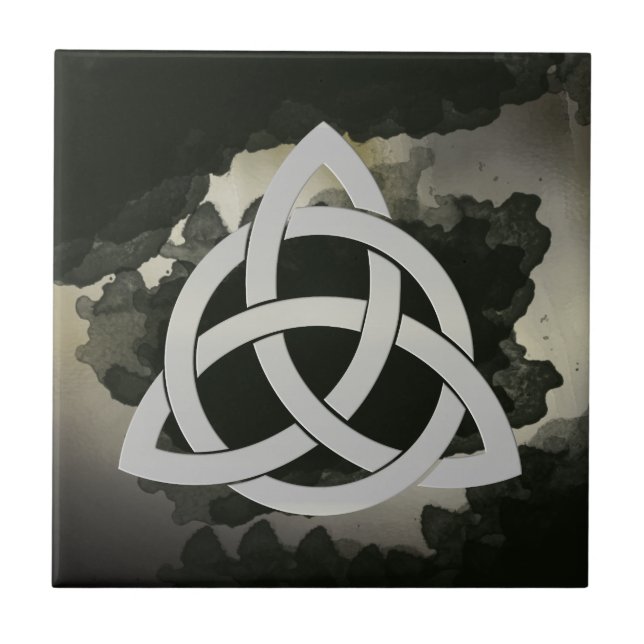 Celtic Trinity Knot Metal Circled Vintage Black Tile (Front)
