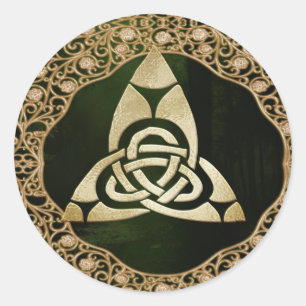 Celtic Trinity Knot on Forest Shadows  Classic Round Sticker