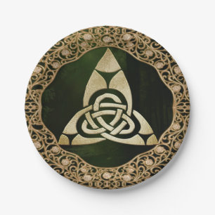 Celtic Trinity Knot on Forest Shadows  Paper Plate