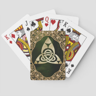 Celtic Trinity Knot on Forest Shadows Playing Cards