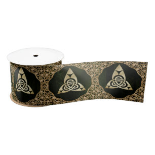 Celtic Trinity Knot on Forest Shadows  Satin Ribbon