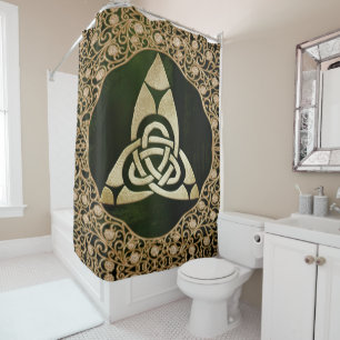Celtic Trinity Knot on Forest Shadows  Shower Curtain