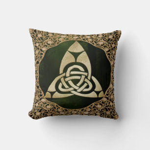 Celtic Trinity Knot on Forest Shadows Throw Pillow