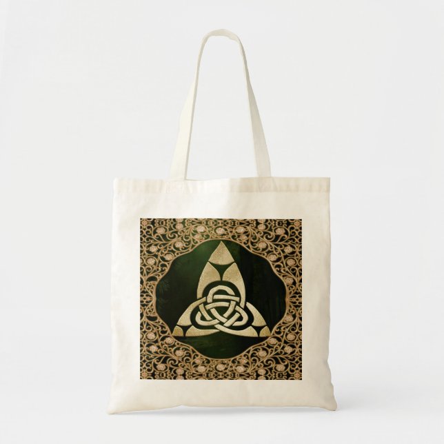 Celtic Trinity Knot on Forest Shadows  Tote Bag (Front)