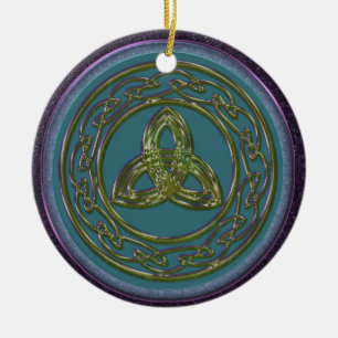 Celtic Trinity Knot Ornament in Blue, Green Purple