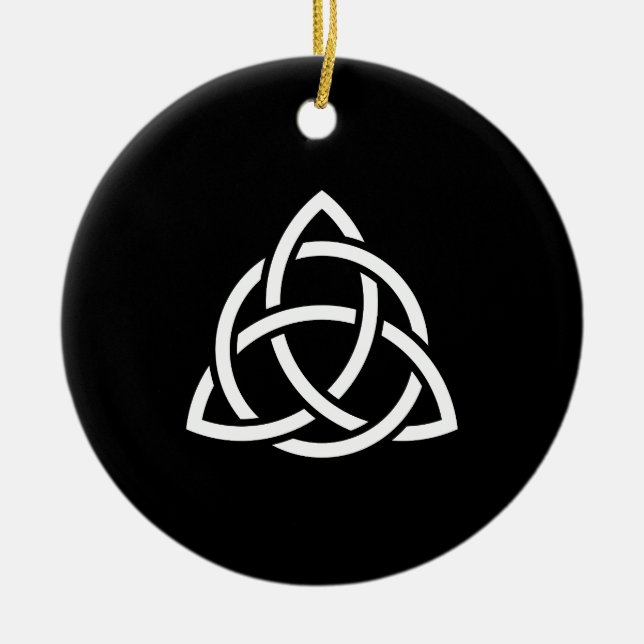 Celtic Trinity Knot Triquetra Symbol Ceramic Tree Decoration (Front)