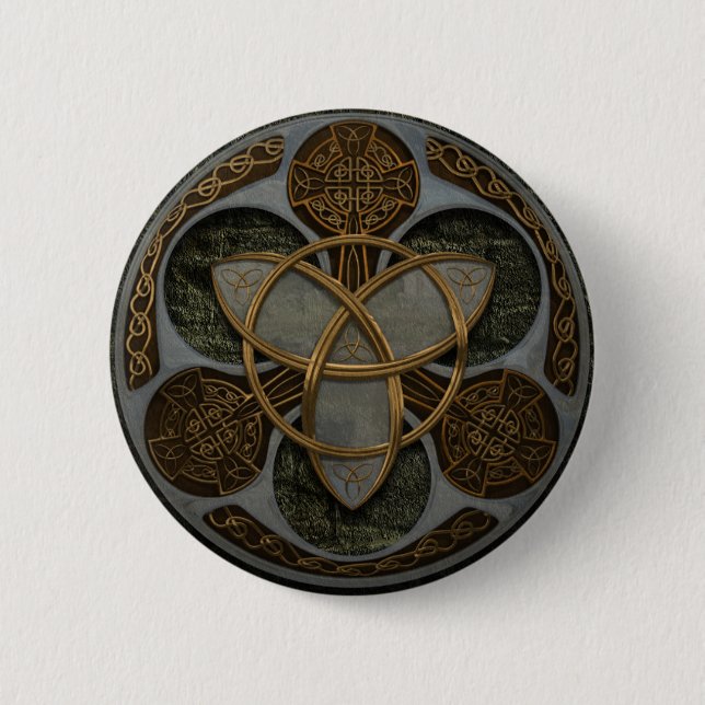 Celtic Trinity Shield 6 Cm Round Badge (Front)