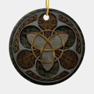 Celtic Trinity Shield Ceramic Tree Decoration