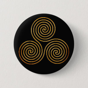 celtic triple spiral - OneLine antique gold 6 Cm Round Badge