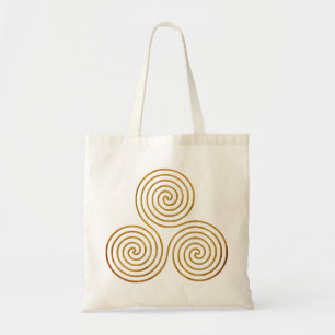 celtic triple spiral - OneLine antique gold Tote Bag