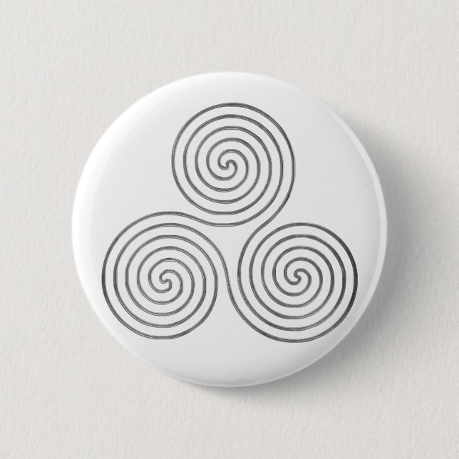 celtic triple spiral - OneLine antique silver 6 Cm Round Badge (Front)