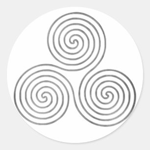 celtic triple spiral - OneLine antique silver Classic Round Sticker