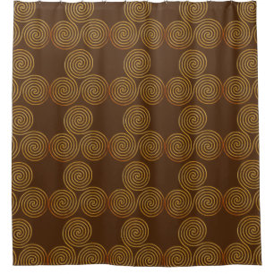 Celtic Triple Spiral (triskele) gold + your backg. Shower Curtain