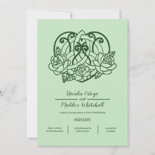 Celtic Triquetra Irish Heart Green Handfasting Invitation