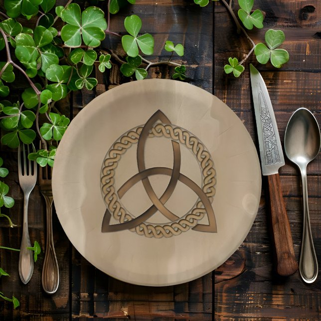 Celtic Triquetra Trinity Knot Paper Plates (Timeless elegance: Celtic trinity knot paper plate adorns the table.)