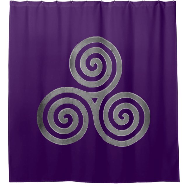 Celtic Triskele antique silver Shower Curtain (Front)